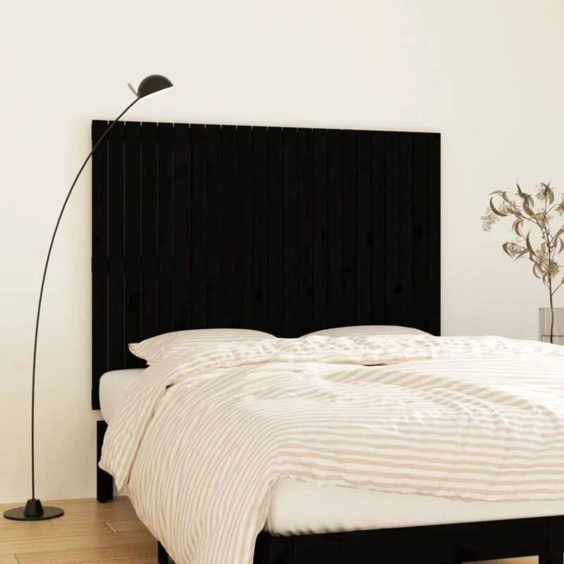Image of Vidaxl Wall Headboard Black 146.5X3X110 Cm Solid Wood Pine, Black 824947