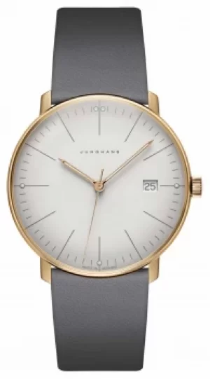 Image of Junghans Max Bill Quartz Grey Leather Strap 041/7857. Watch
