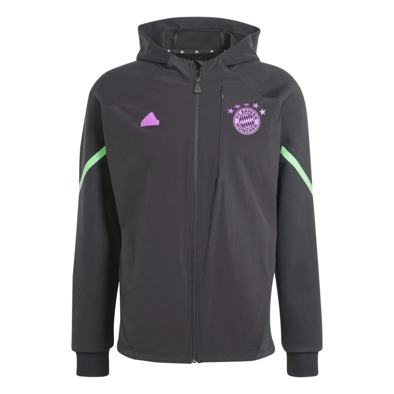 Image of adidas Bayern Munich Designed For Gameday Full-Zip 2024 2025 Hoodie Mens Black male XS