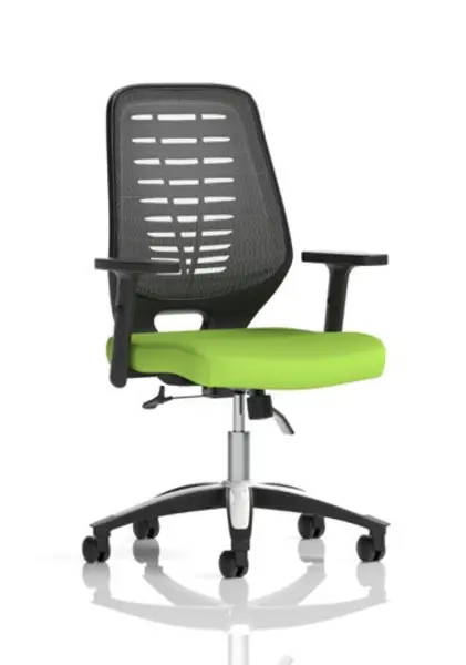 Image of Relay Relay Task Operator Chair Bespoke Colour Silver Back Myrrh Green With Height Adjustable Arms KCUP2074