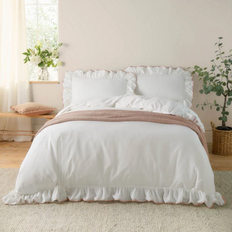 Image of Wylder Nature Blousey Cotton Ruffle Duvet Set, King, Pink