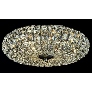 Image of Broche Flush Ceiling Lamp Nickel & Crystal, 6 Light, E14
