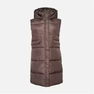 Image of Missguided Plus Size Recycled Longline Puffer Gilet - Brown