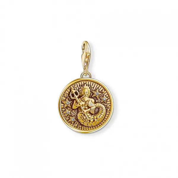 Image of Thomas Sabo Charm Club Thomas Sabo Yellow Gold Vintage Aquarius Zodiac