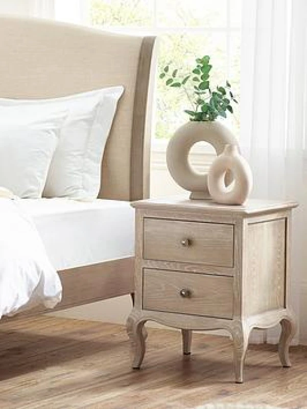 Image of Julian Bowen Camille Limed Oak 2 Drawer Bedside Table