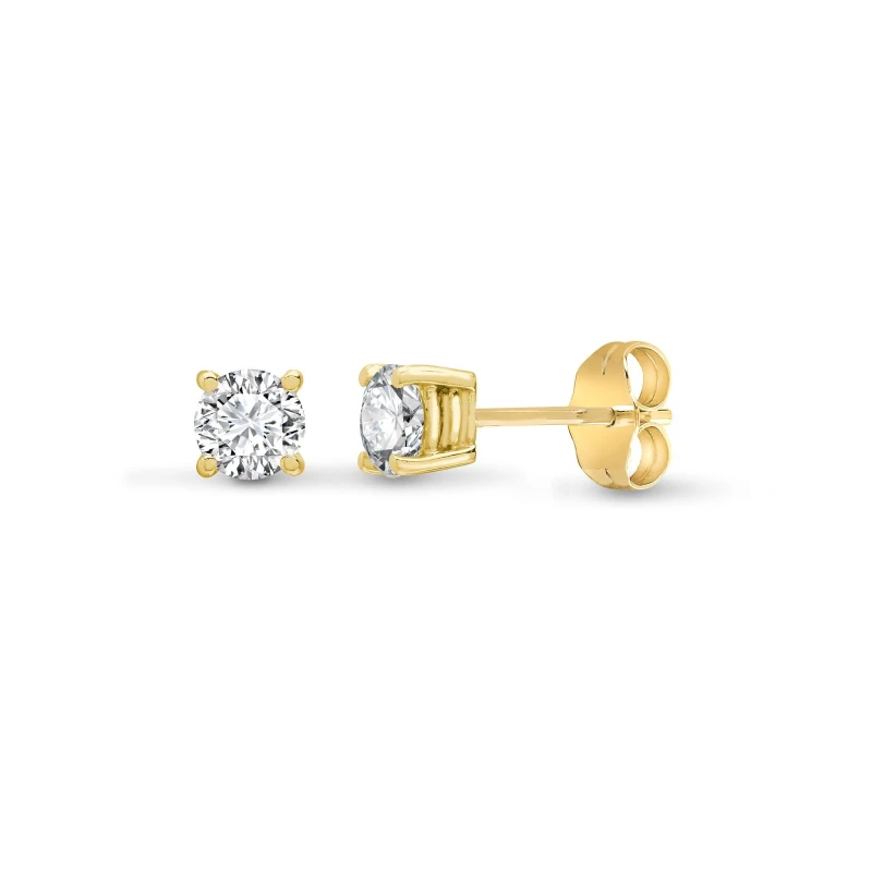 Image of Jewelco London 18ct Gold 0.2ct Diamond Solitaire Stud Earrings - 18E001-020 Gold female