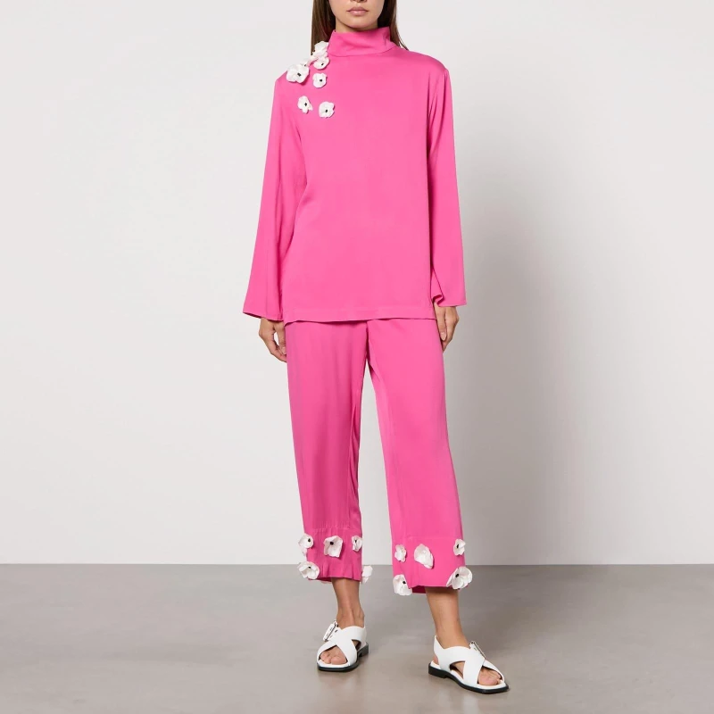 Image of Sleeper The Bloom Tie Pajama Set With Pants Pink female XS