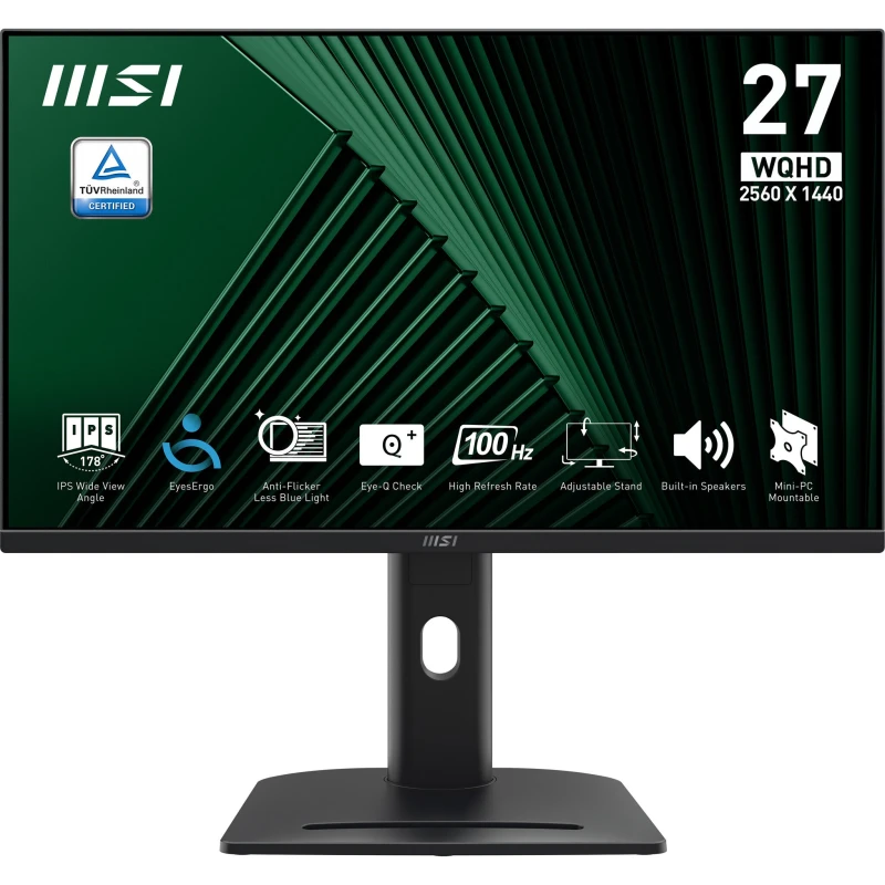 Image of MSI PRO MP275QPG 27" IPS QHD 100Hz Height Adjustable Monitor with Speakers PRO MP275QPG