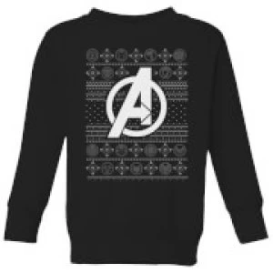 Image of Marvel Avengers Logo Kids Christmas Sweatshirt - Black - 3-4 Years