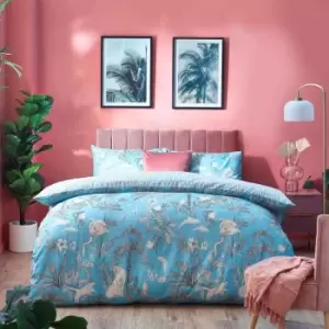 Image of Furn. Colony Palm King Duvet Cover Set Cotton Pool Blue