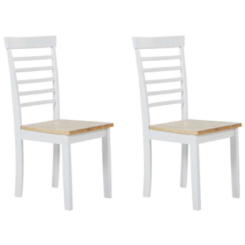 Image of Beliani Set Of 2 Dining Chairs Battersby Wood White