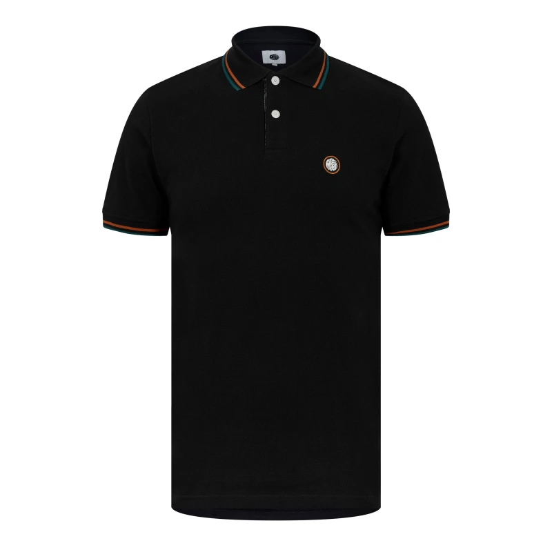 Image of Pretty Green Mens PG Wonderwall Short-Sleeve Polo Shirt Black male Small