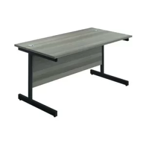Image of Jemini Rectangular Single Upright Cantilever Desk 1600x800x730mm Grey Oak/Black KF810897