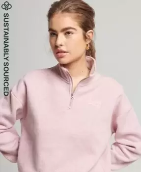 Image of Superdry Womens Organic Cotton Vintage Logo Henley Sweatshirt Pink / LA Soft Pink Marl - Size: 14