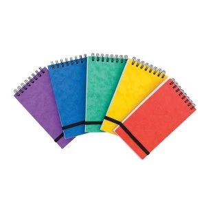 Image of Wirebound Notepad Elasticated Ruled 90gsm 300 Pages 202x127mm Assorted Pack of 10