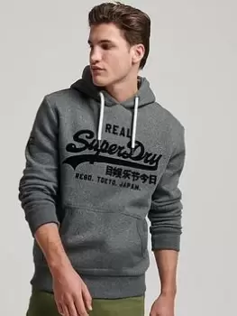 Image of Superdry Tonal Vintage Logo Hoodie - Grey Size M Men