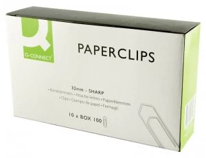 Image of Q Connect Paperclips 32mm No Tear Pk100 - 10 Pack