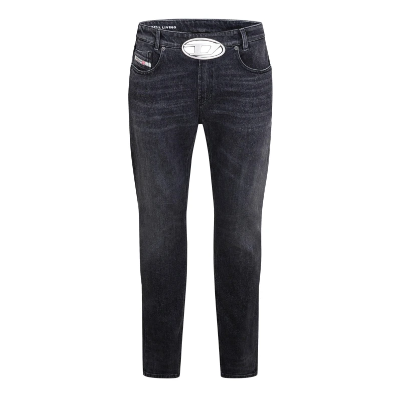 Image of Diesel Mens Straight Leg Jeans Blk Gry Denim male 27W R