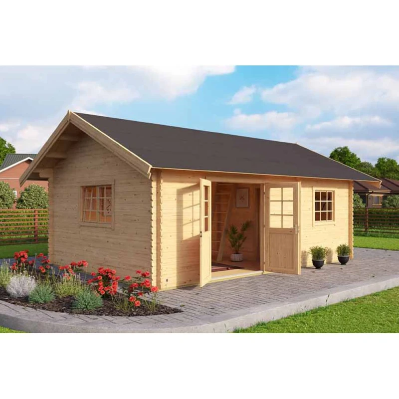 Image of Lasita Maja Ltd Caroline w/o doors, windows 40 SGC-Log Cabin - L675xW489.9xH330.6cm in Brown Brown Unisex
