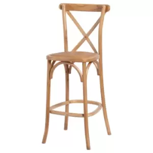 Image of Light Oak Cross Back Bar Stool