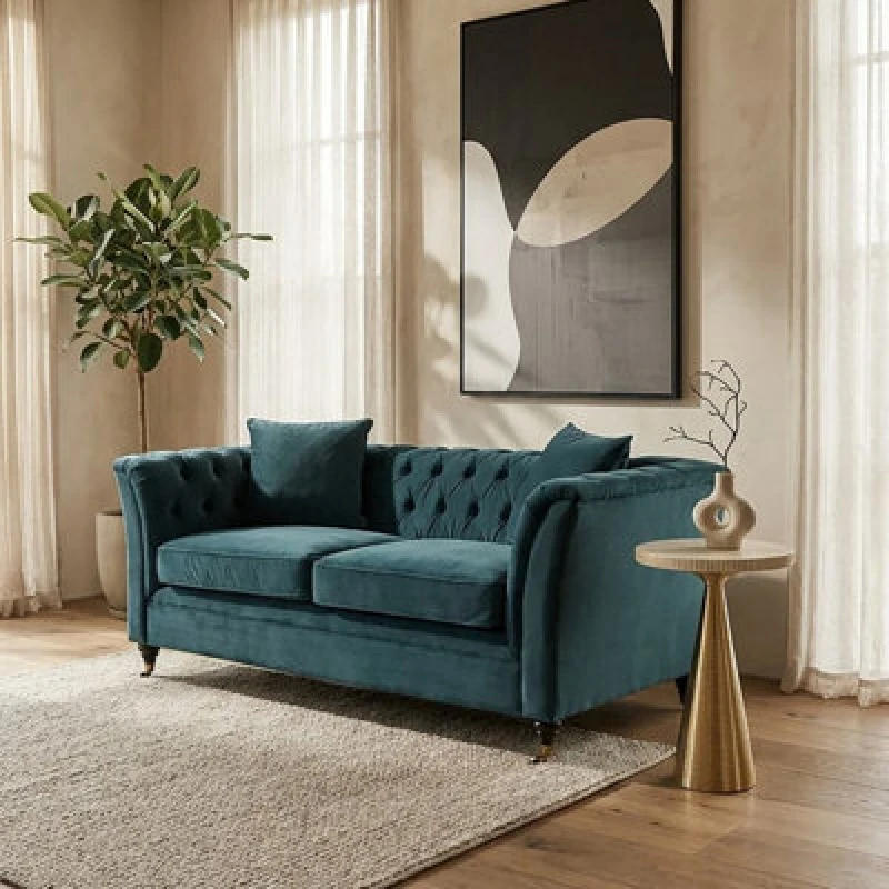 Image of Orsina Two Seat Midnight Velvet Sofa