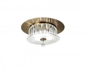 Image of Flush Ceiling Round 4 Light Antique Brass, Glass, Crystal
