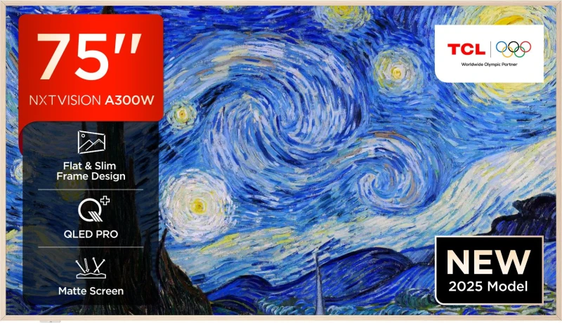 Image of TCL NXTVISION 75A300W-UK 75-Inch 4K QLED TV Dolby Vision IQ HDR10+ Google TV & Game Master Pro 75A300W-UK White