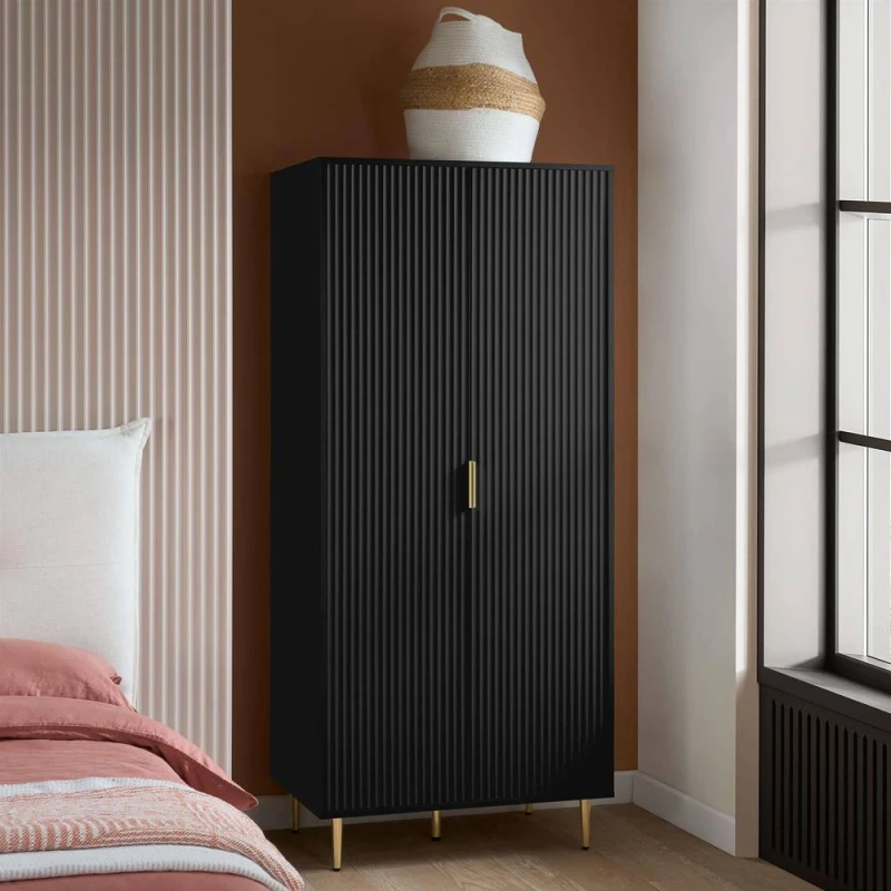 Image of Birlea Zara Black 2 Door Double Wardrobe