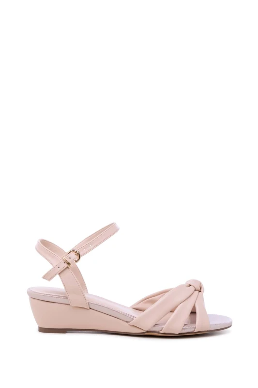Image of Paradox London Womens Janae' Wide Fit Wedge Sandals in Nude Size: 8E Nude Female 8E