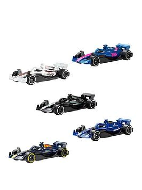 Image of Hot Wheels 1:64 Scale 5-Pack Formula 1 Die-Cast Toy Cars Set of 5 Officially Licensed Collectible F1 Race Cars for Play or Display JLN11
