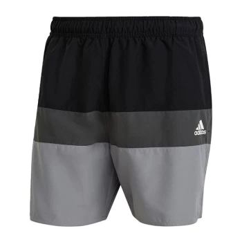 Image of adidas Short-Length Colorblock Swim Shorts Mens - Black / Grey Three
