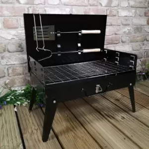 Image of 43cm x 26cm Folding Portable Camping Beach Barbecue BBQ with Wind Shield & Tools