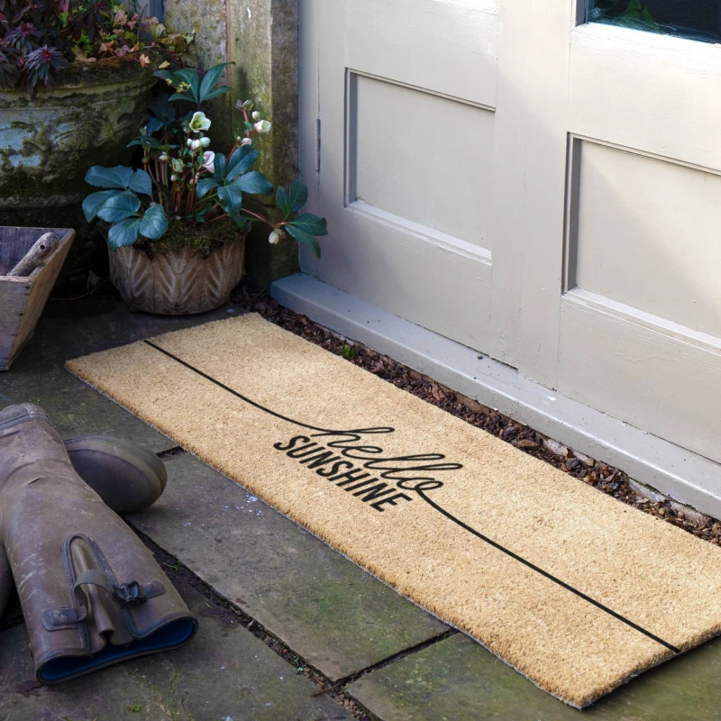 Image of Artsy Mats Hello Sunshine Doormat (120 X 40Cm), Brown 12040-HSCRIBSUN
