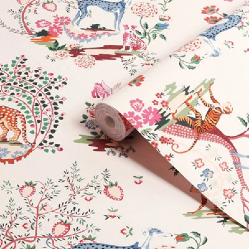 Image of Cath Kidston Painted Kingdom Pink Floral Wallpaper Wallpaper One Size Pink 71751306000