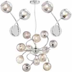 Image of 12 Arm Ceiling Pendant & 2x Wall Light Pack Chrome Smoked Glass Matching Indoor
