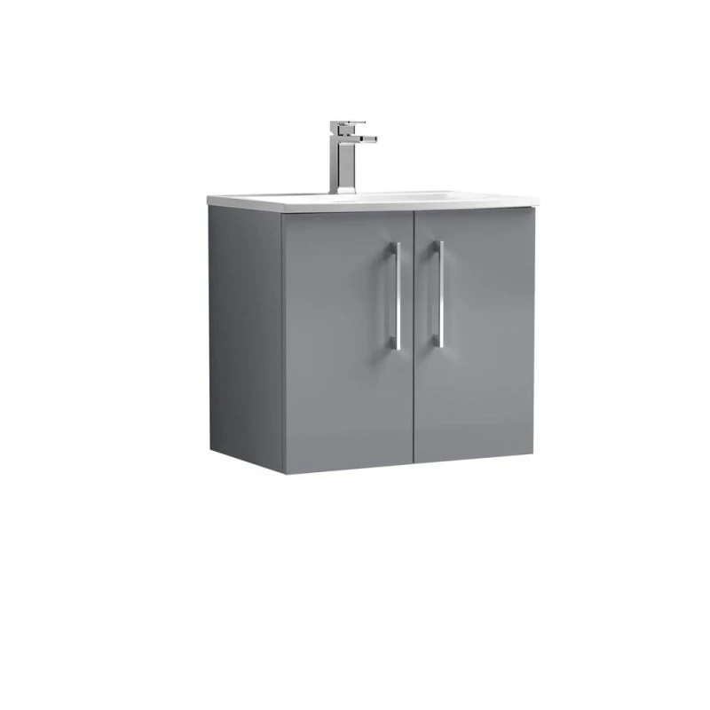 Image of Balterley Bathroom Wall Hung 2 Soft Close Door Vanity Unit, Satin Grey, 600mm in Grey Grey Unisex