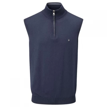 Image of Oscar Jacobson Pin Zip Sleeveless Sweater - Navy