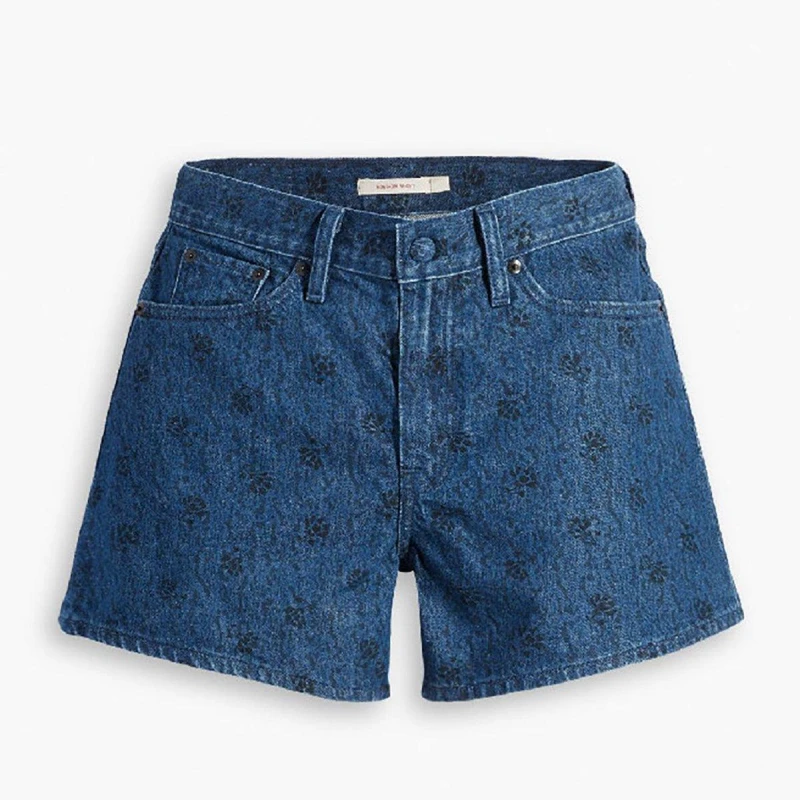 Image of Levis Womens Wellthread Mom Short Denim Shorts Flowers In T Rn female 25 L32