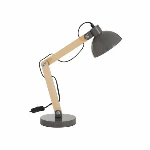 Image of Premier Housewares Blake Wooden Adjustable Desk Lamp, Grey