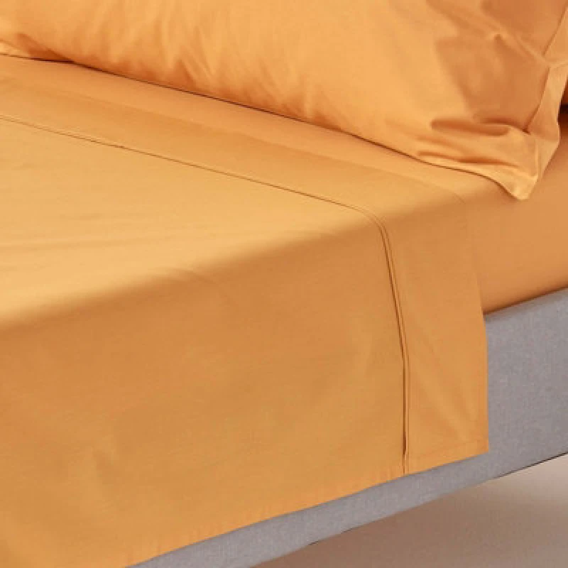 Image of Homescapes Mustard Yellow Egyptian Cotton Flat Sheet 200 Tc, Double