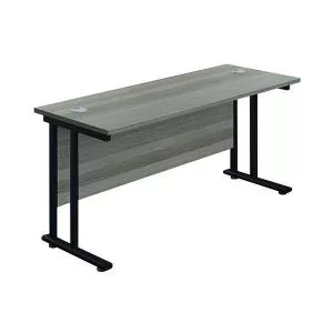 Image of Jemini Rectangular Double Upright Cantilever Desk 1800x600x730mm Grey