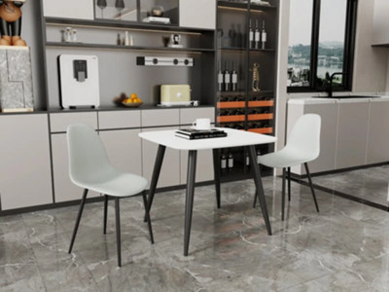 Image of Core Products Aspen White Square Table & 2 Grey Curve Chair Dining Set, White ASTB2-WHSET12