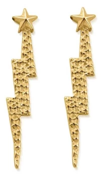 Image of ChloBo Lightning Bolt Drop Stud Earrings 18ct Gold Plated Jewellery