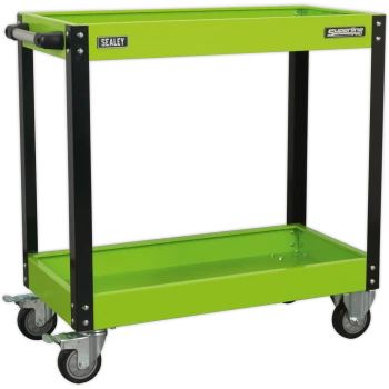 Image of Sealey 2 Shelf Trolley Green & Black
