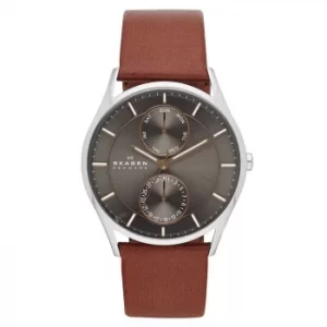Image of Skagen Mens Holst Brown Leather Strap Watch