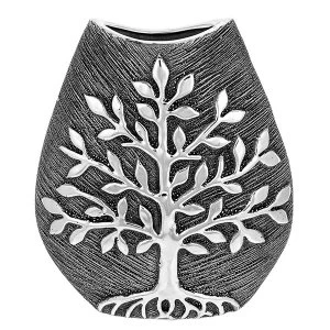 Image of Tree of Life Wide Vase Gunmetal Small