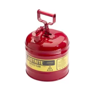 Image of Type I Steel Safety Can for flammables, 2 gallon, S/S flame arrester, self-close lid, Red.