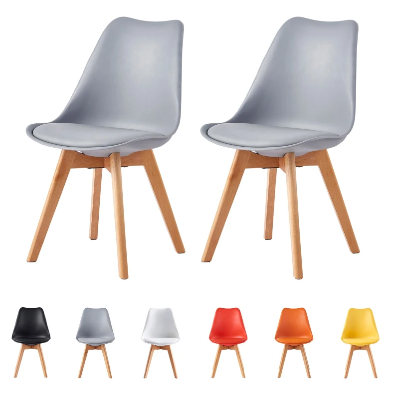 Image of MCC DIRECT Set of 2 Dining Chairs Designer Side Chairs Wooden Home Office Commercial eva grey EA0202