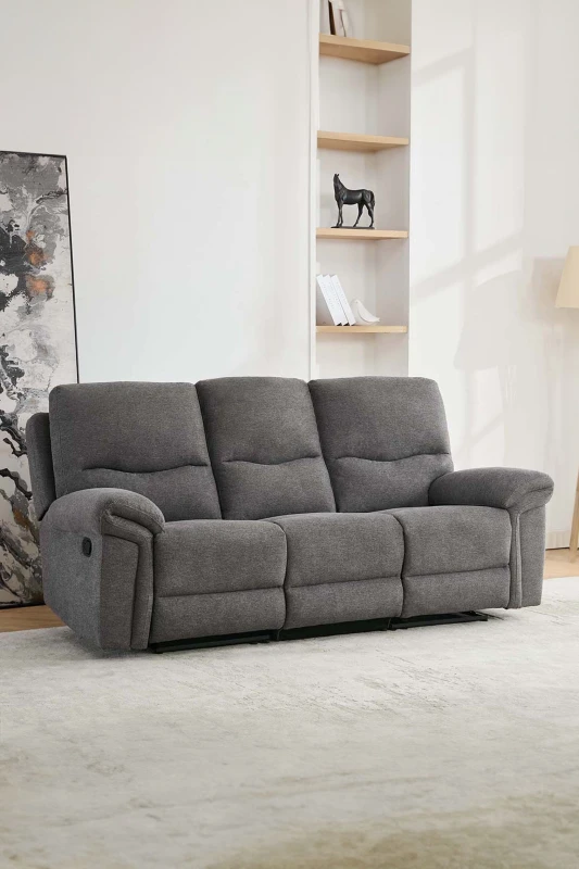 Image of More4Homes Fosse 3 Seater Manual Recliner Fabric Modern Living Sofa Dark Grey