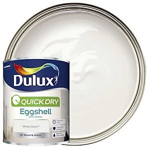 Image of Dulux Quick Dry White Cotton Eggshell Low Sheen Paint 750ml